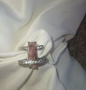 Size 9 9.25 sterling silver amethyst ring, with diamond accents